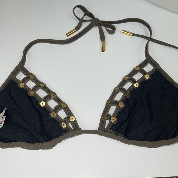 Red Carter Studded Triangle Bikini Top Green S - Picture 8 of 10